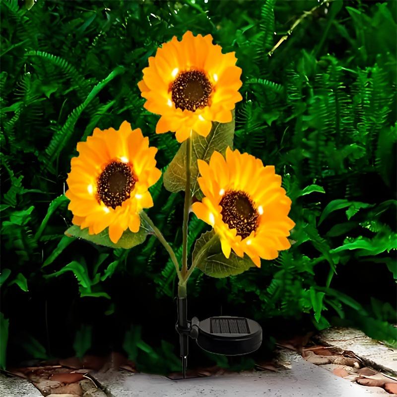 3-Head Solar Sunflower Garden Lamp: Outdoor Lawn Stake Decoration