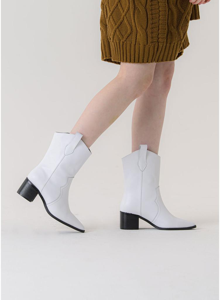 Eiffelclassic Western Half Boots White