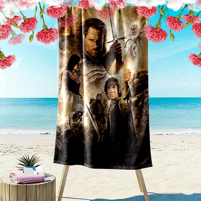 Lord Rings Print Beach Towel, Large Soft Quick Dry Towel for Beach Camping Swimming
