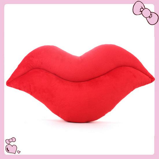 Double-Sided Plush Red Lips Cushion – Sexy Lip-Shaped Lumbar Pillow for Couples, Large Size