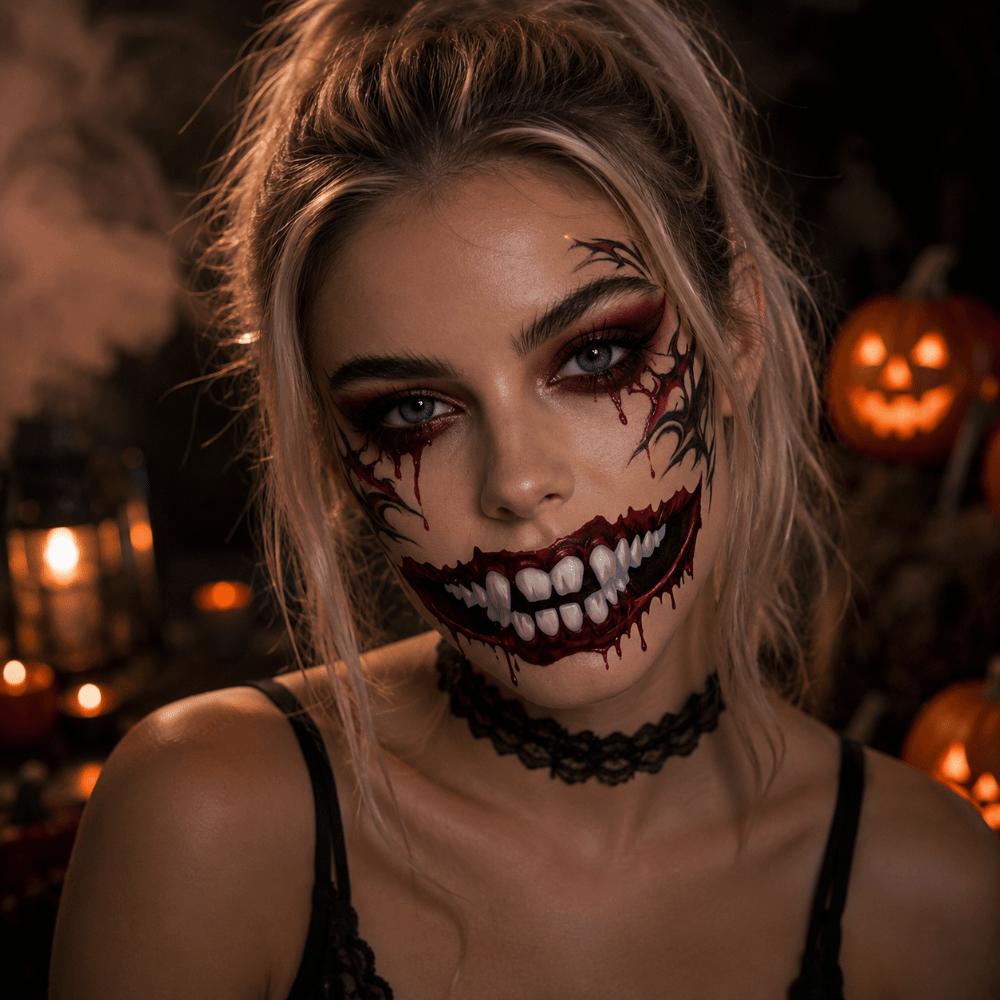DIY Big Mouth Tattoo Sticker Fake Temporary Scar Stickers Realistic Mouth Stickers Women Men