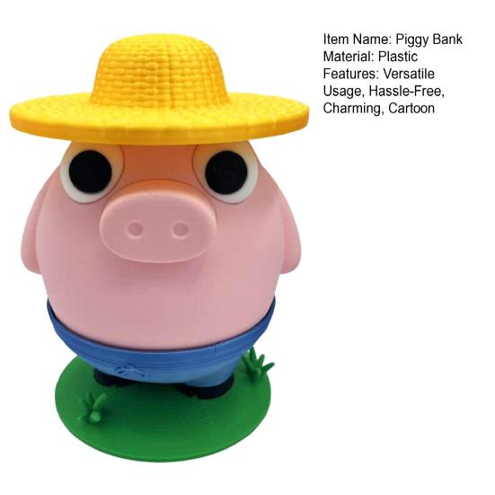 Yousheng Farmer Pig Coin Bank Funny Animal Money Box with Hat Novelty Coin Holder Large Slot Cartoon Piggy Bank for Easy Coin Saving