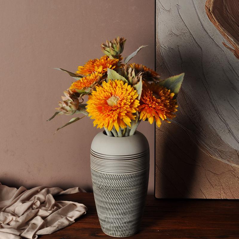 Hand-Carved Chinese Zen Ceramic Vase for Dried Flowers - Home Decor
