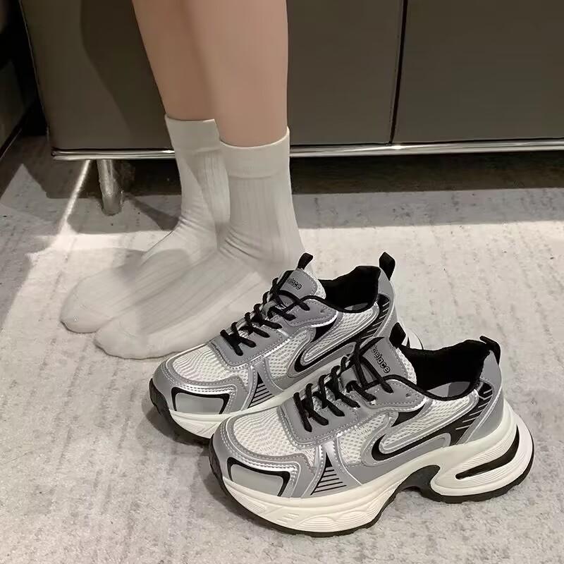 Popular mesh breathable thick-soled dad shoes women's 2025 new spring leisure sports women's shoes show small running shoes