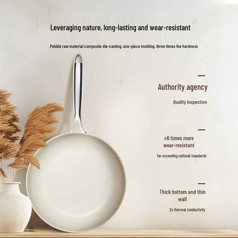 Velosan White Magnolia Maifan Stone Non-stick Frying Pan