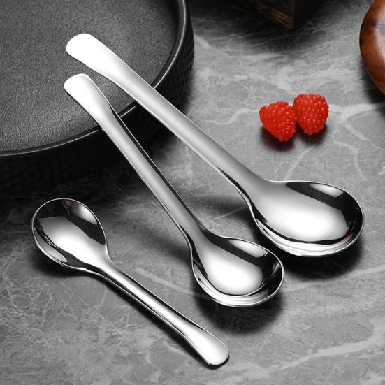 316 Stainless Steel Round Spoon with Deep Head Soup Ice Cream Spoon for Home Dishwasher Safe Rust-Proof Non-Slip Polished Camping Kitchenware