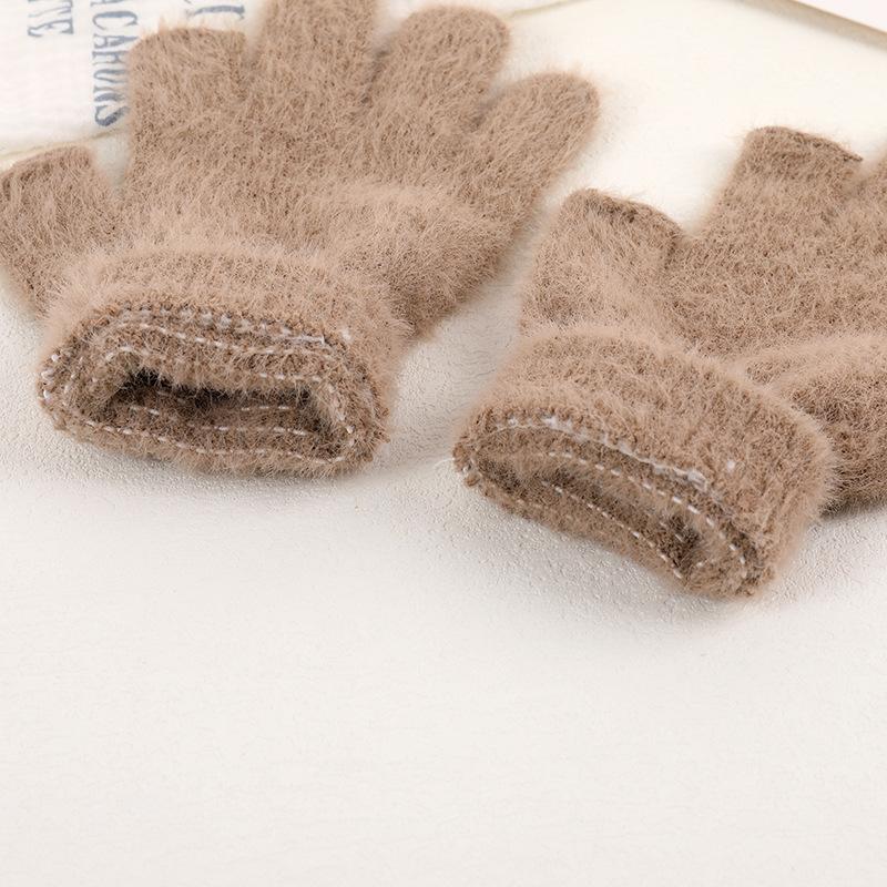 Touchscreen Fleece Gloves for Women Winter Warmth Student Finger-Exposing Gloves Outdoor Two-Half-Finger Thick Writing Gloves