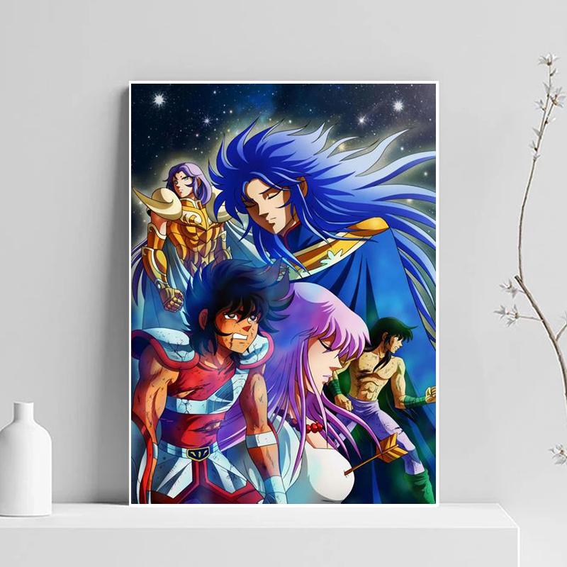 Klassische Anime Saint Seiya Poster Drucke Japan Cartoon Jungfrau Goldener Ritter Leinwandbild Wandkunst Bild Wohnzimmer Heimdekoration
