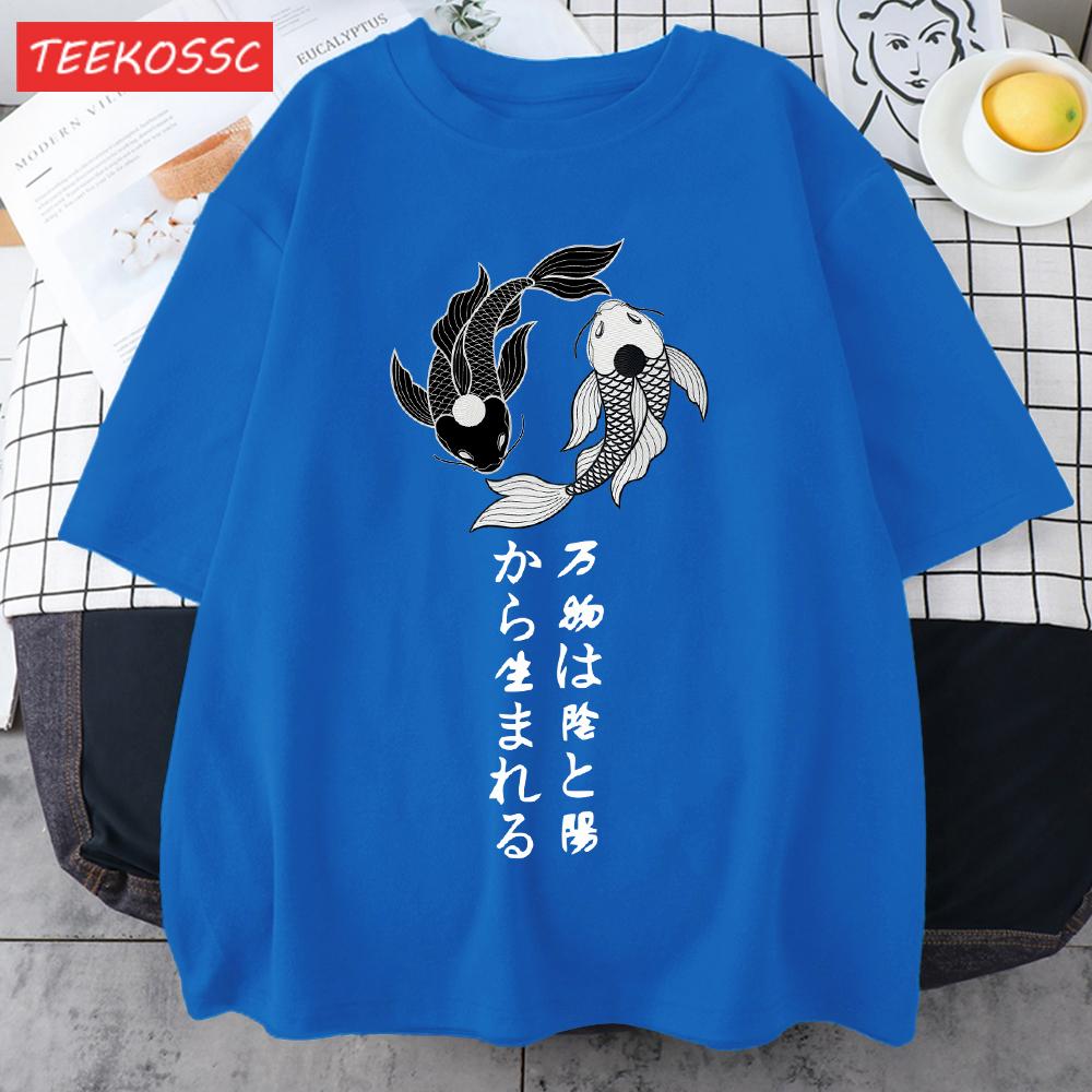 Free Fish In The Water Design Mens T Shirts Cotton Casual TShirt Summer Crewneck Streetwear Fashion Oversize Short Sleeve
