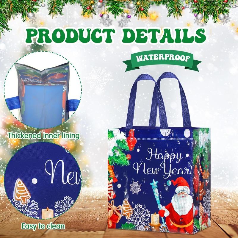 Christmas Non Woven Gift Bag Santa Claus Snowman Candy Cookie Tote Bags Children's Gifts Handle Packaging Pack Home Party Supply