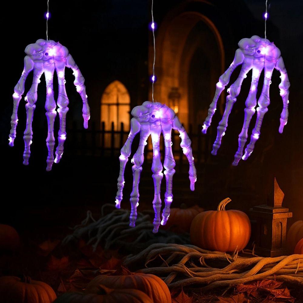 Exquisite Lighted Skeleton Hand Props Handmade Halloween Decorative Lights  Halloween Decoration