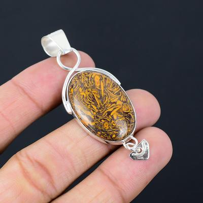 Daughters Day Sale Oval Natural Mariam Jasper Mother Pendant Jewelry 925 Silver