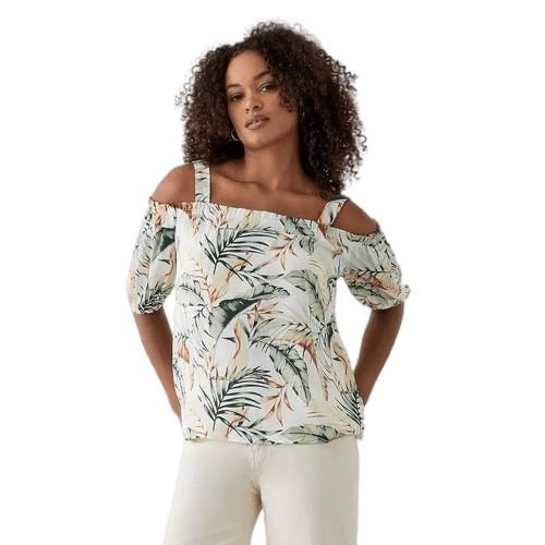 Dorothy Perkins Top Bardot con spalline annodate tropicali da donna/signora 8 UK avorio