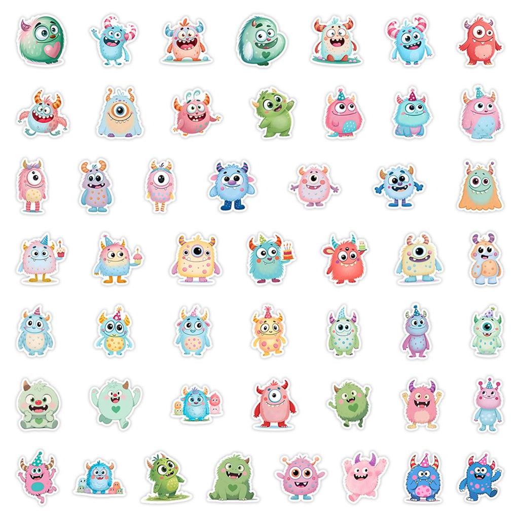 50 Cute Big-Eyed Animal Stickers - Waterproof, Decorative for Water Bottles & Phones