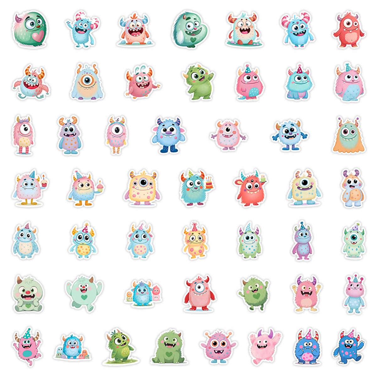 50 Cute Big-Eyed Animal Stickers - Waterproof, Decorative for Water Bottles & Phones