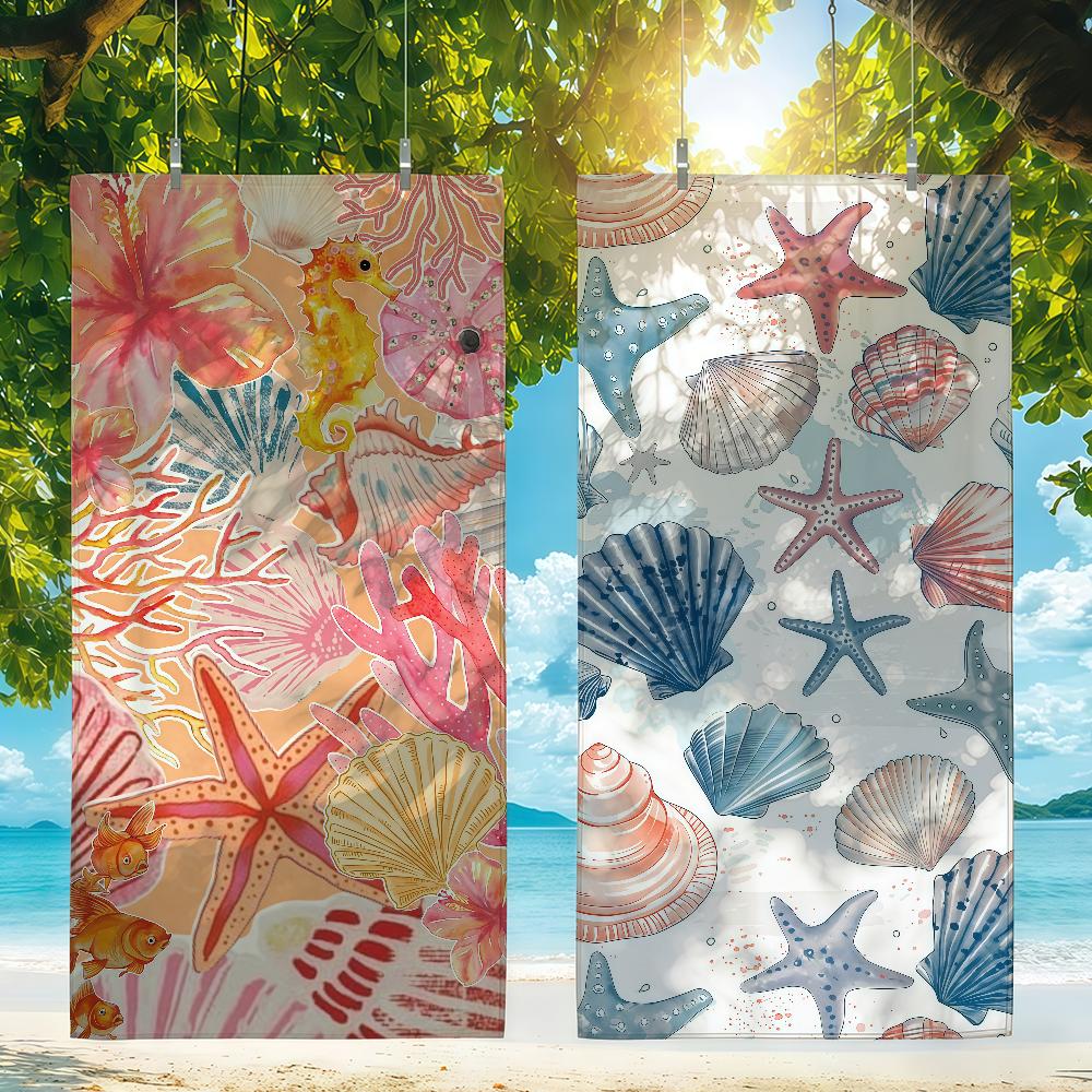 Schelp Zeester Handdoek Sneldrogende Strandhanddoeken Zijn Geschikt Voor Zwembaden Kamperen Yoga En De Sportschool