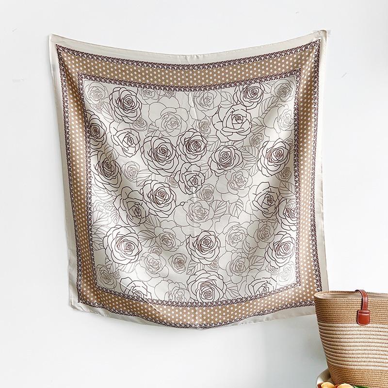 Korean Style Thin Camellia Printed Scarf Summer Fashion Women S Neck Scarf