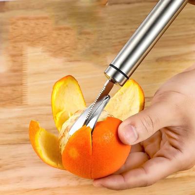 Edelstahl Orangen-Schäler Werkzeug Zitrusfrucht-Schälmesser mit ergonomischem Griff für einfache und effiziente Orangenhautentfernung Küchenhelfer