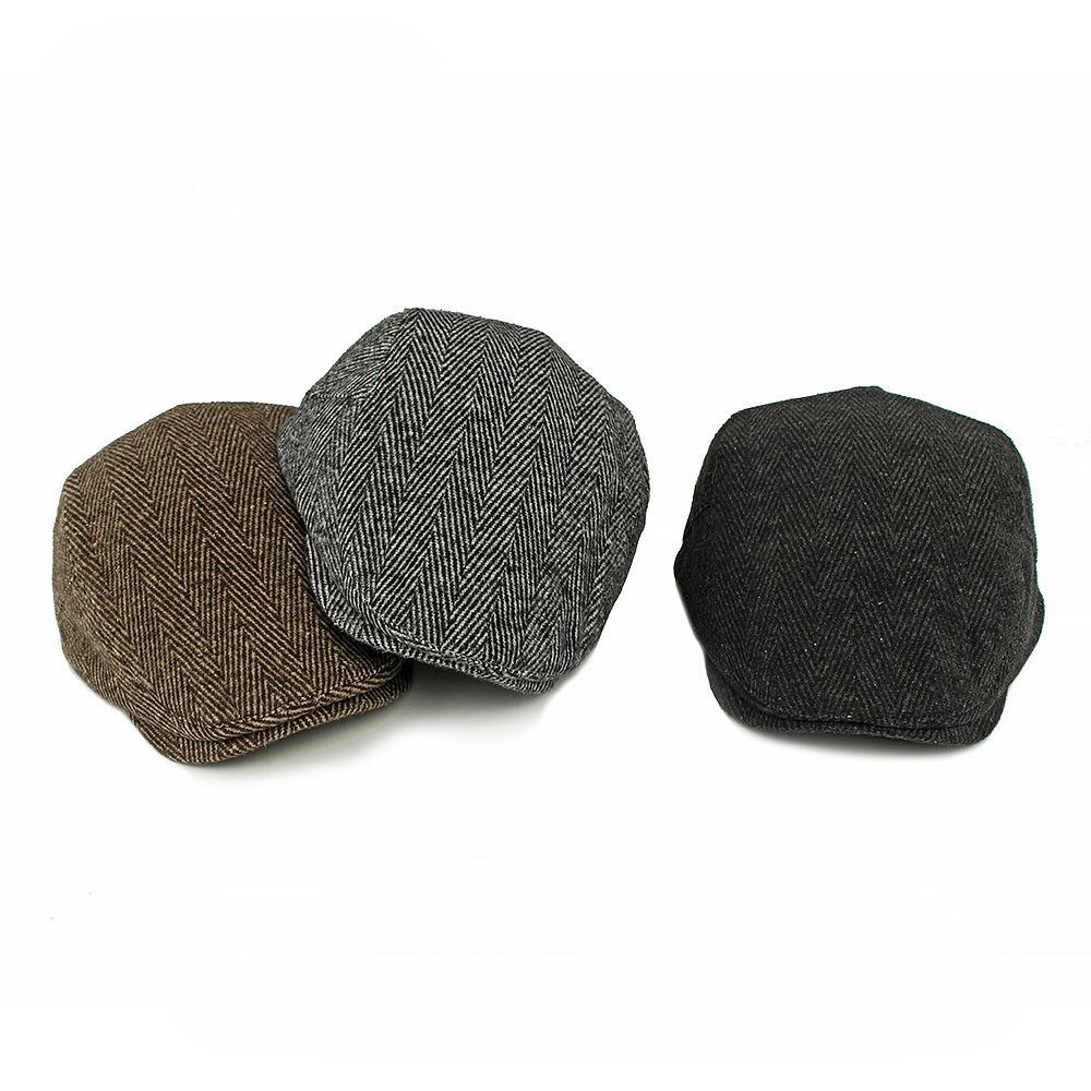 Vintage Herringbone Tweed Flat Cap Men Women British Retro Ivy Hat Autumn Winter Warm Woolen Newsboy Gatsby Cap Driving Cap