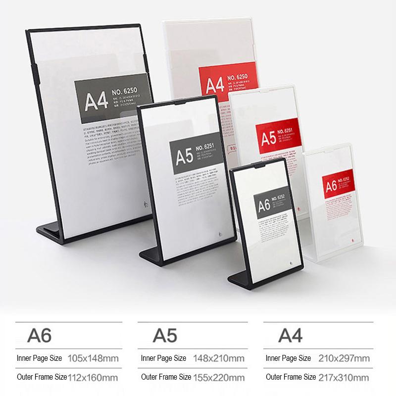 Acrylic Table Card Display Board A4 A5 A6 L-Shaped Table Sign Price Card Billboard Stand Picture Poster Art Display Frame Empty