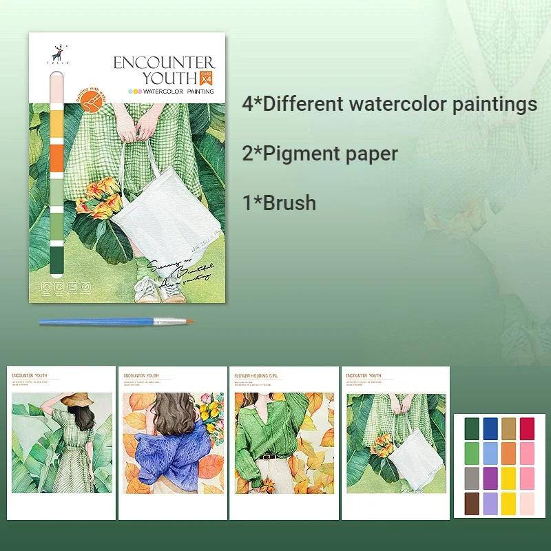 Portable Kids Watercolor Painting Book Gouache Graffiti Coloring Books Drawing Paper Educational Toys for Children Xmas Gifts