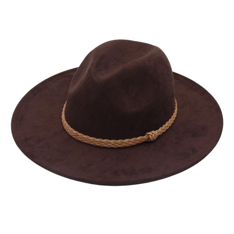 Big Brim Imitation Suede Jazz Hat Spring Summer Felt Hat Woven Accessories Popular Top Hat