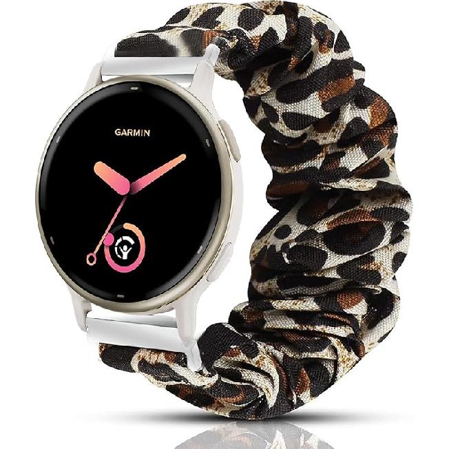 Compatible for Garmin Forerunner 165 Band, Lamshaw 20mm Fabric Elastic Scrunchie Elastic Women Replacement Straps Compatible with Garmin Vivoactive