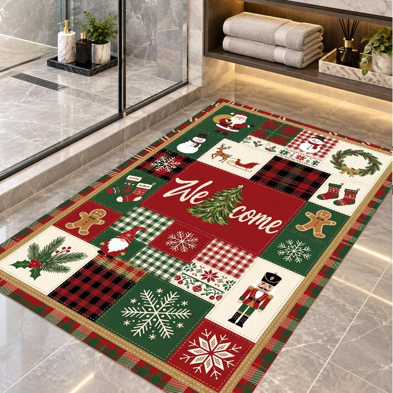 Tappeto da Pavimento a Tema Natalizio, Morbido Tappeto da Zona, Decorazione per la Casa Indoor di Natale per le Feste
