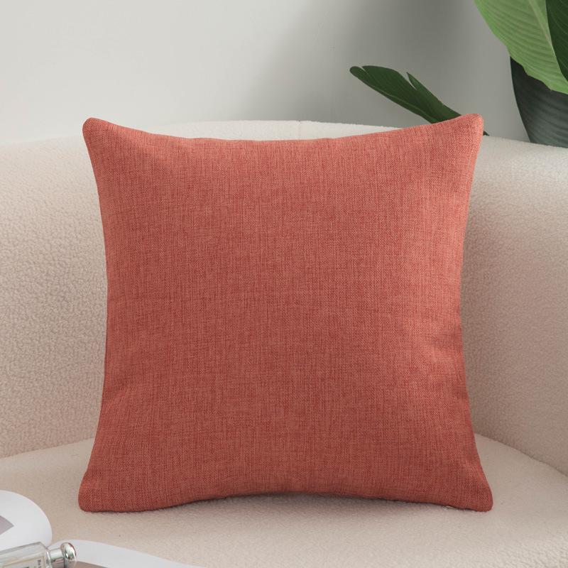 Modern Minimalist Solid Color Cotton Linen Throw Pillow for Sofa, Bed, or Office - Square Lumbar Cushion