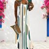 Women Plus Size Scoop Neck Strappy Sleeveless Abstract Printed A Line Maxi Dress