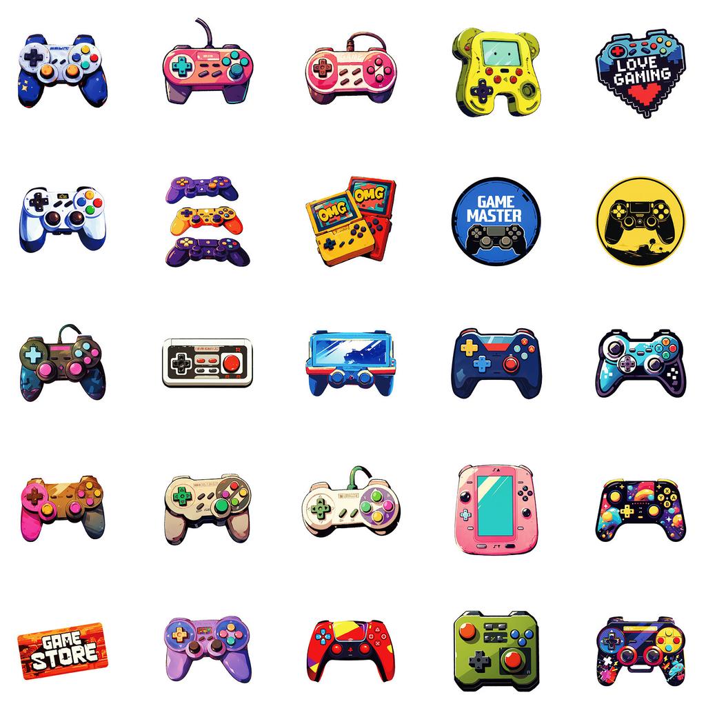 50 New Cartoon Hand-painted Various Game Controller Game Console Graffiti Stickers Decorative Water Cup Computer Refrigerator