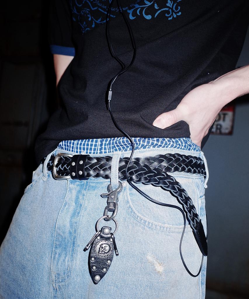 AAKAM 30Mm Braided Western Leather Belt (Black)