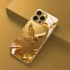 Golden Eagle Pattern Gold Metallic Paint Glass Phone Case For iPhone 17 16 15 14 13 12 11 Pro Max 15 14 Plus 17Air 16E Cover
