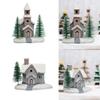 Miniature Christmas Villas Figures Snow House Resin Sculpture Village Scene Home Decoration for Festive Holiday Table Display