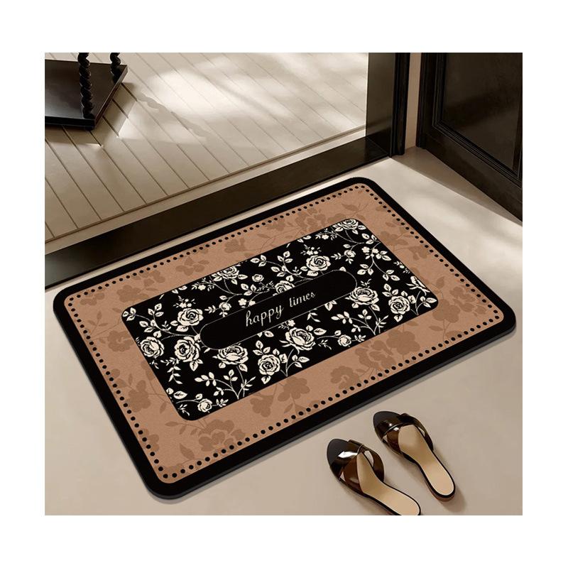 Medieval Style Diatom Mud Floor Mat, Bathroom Water-Absorbing Quick-Drying Non-Slip Floor Mat, Bathroom Door Dirt-Resistant And Easy-To-Take-Care