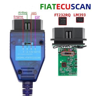 Software cavo diagnostico linea di test per VAG KKL + per interfaccia ECU Fiat Strumento di scansione ECU per auto Interruttore a 4 vie Alta plastica metallo