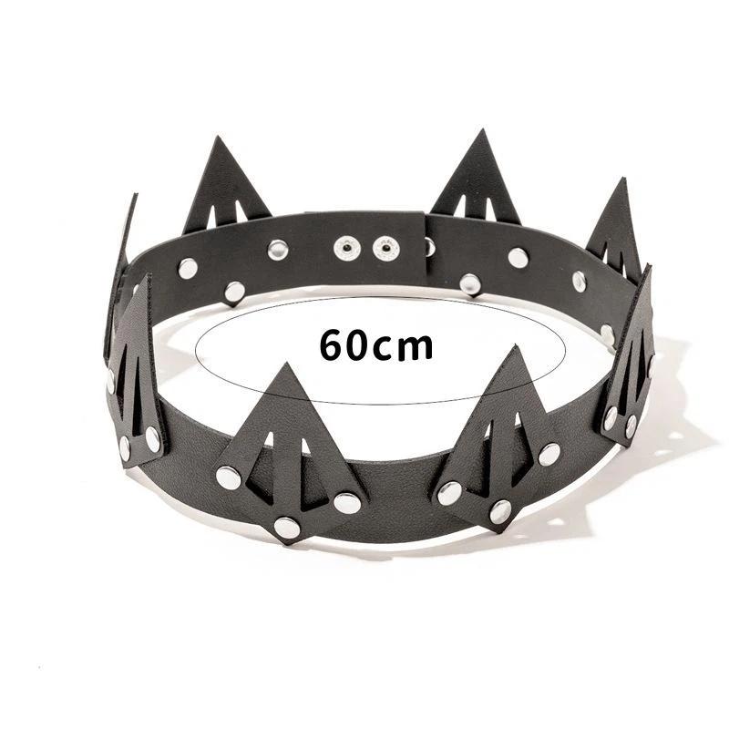 Leather Crown Unisex King Queen Gothic Crown Halloween Masquerade Cosplay Wedding Birthday Party Costume Accessories Props