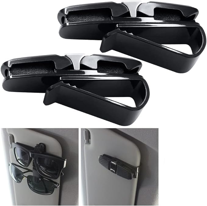Car Sun Visor Glasses Car Sun Visor Sunglasses Holder of Glasses Rack with Ticket Card Silver TS CORP Holder, [Set 2] / Clip,