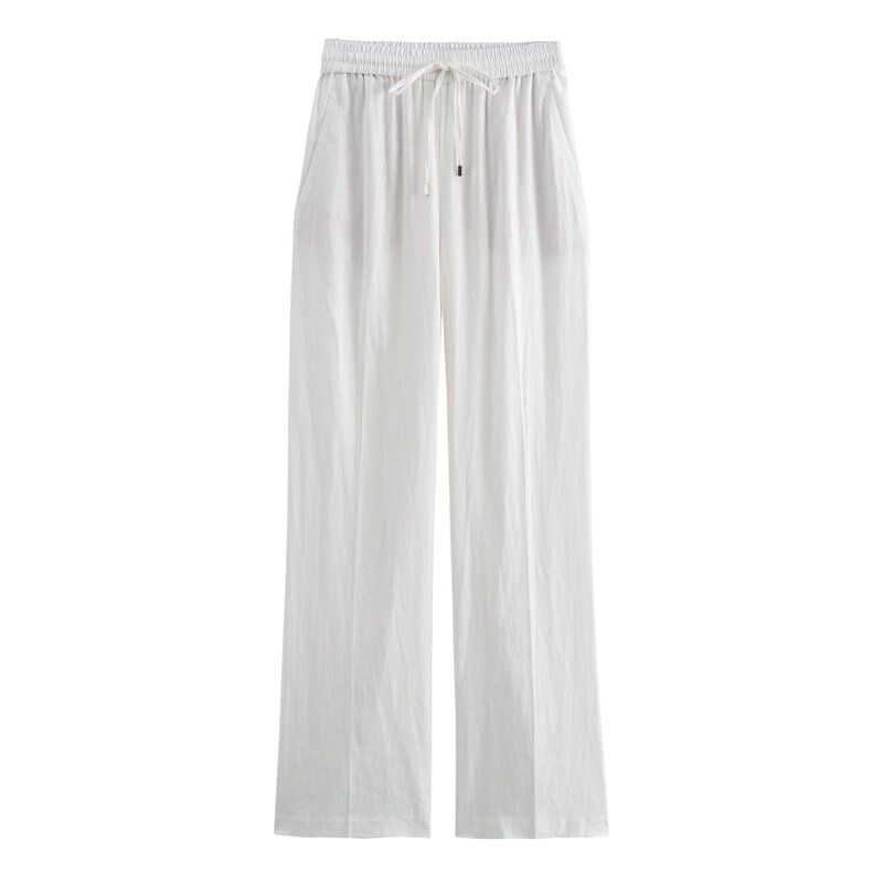 Fashion Style 2024 Summer New Arrival Women's Clothing High Waist Slimming All-Matching Linen Straight Pants Pants 9929040