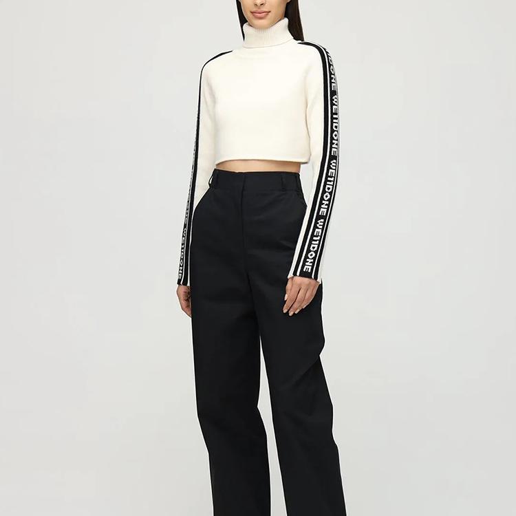 WE11DONE Black Logo Short High Neck Sweater Women Sweater White WD-KO8-20-040-W-BG