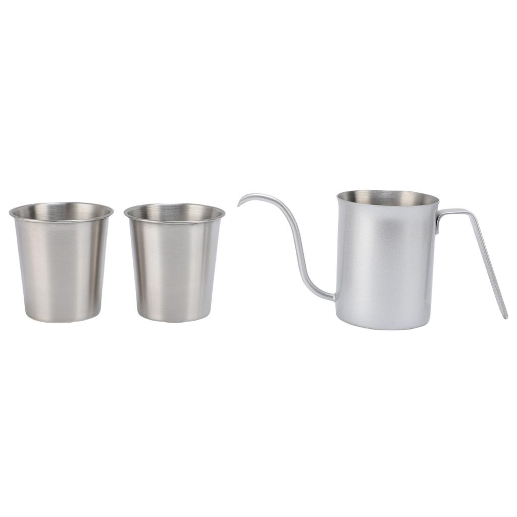 Mini Coffee Pot Mug Set Stackable 380ml Drip Coffee Pot 2 250ml Camping Coffee Mug Stainless Steel For Outdoor Portable
