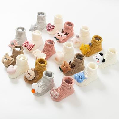 Cute Cartoon-Doll Decoration Baby Socks Spring Summer Anti-slip Newborn Baby Socks for Floor for 0-2 Baby Comfortable Loose