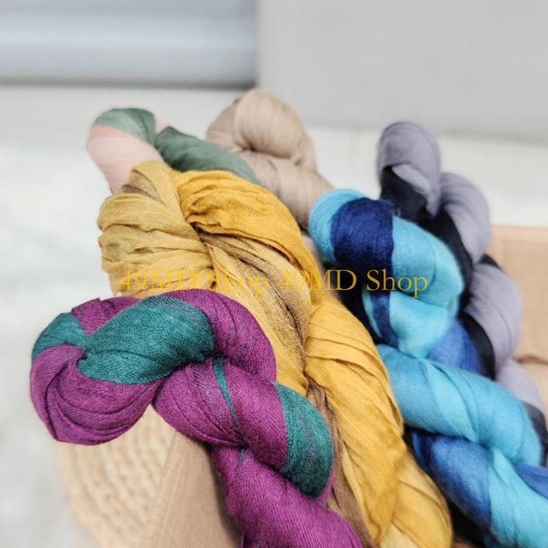 49MD Fashion Crinkled Scarf Stylish Layering Neckwear Polyester Long Scarf For Women