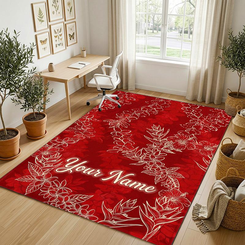Alfombra de Terciopelo de Cristal con Temática de Jardín Floral Alfombrilla Suave Personalizada con Nombre y Texto Decoración del Hogar