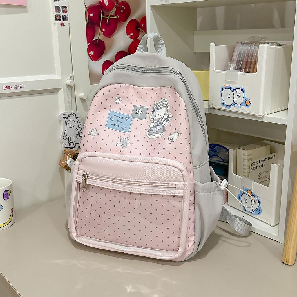 Schoolbag new small fresh schoolbag female cute polka dot niche junior high school student backpack lightweight large capacity class backpack