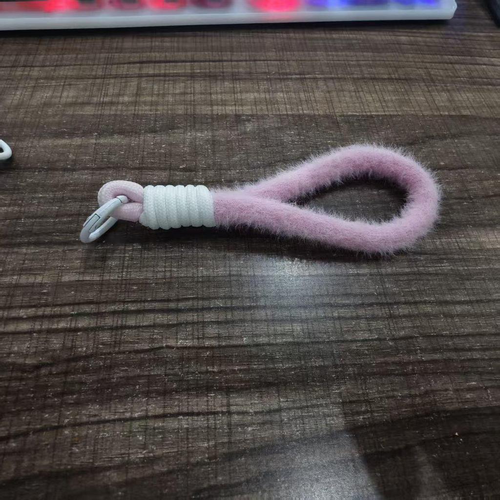 Creative Plush Mobile Phone Wrist Lanyard - Fashionable Anti-Drop Keychain with Single Buckle for Autumn and Winter