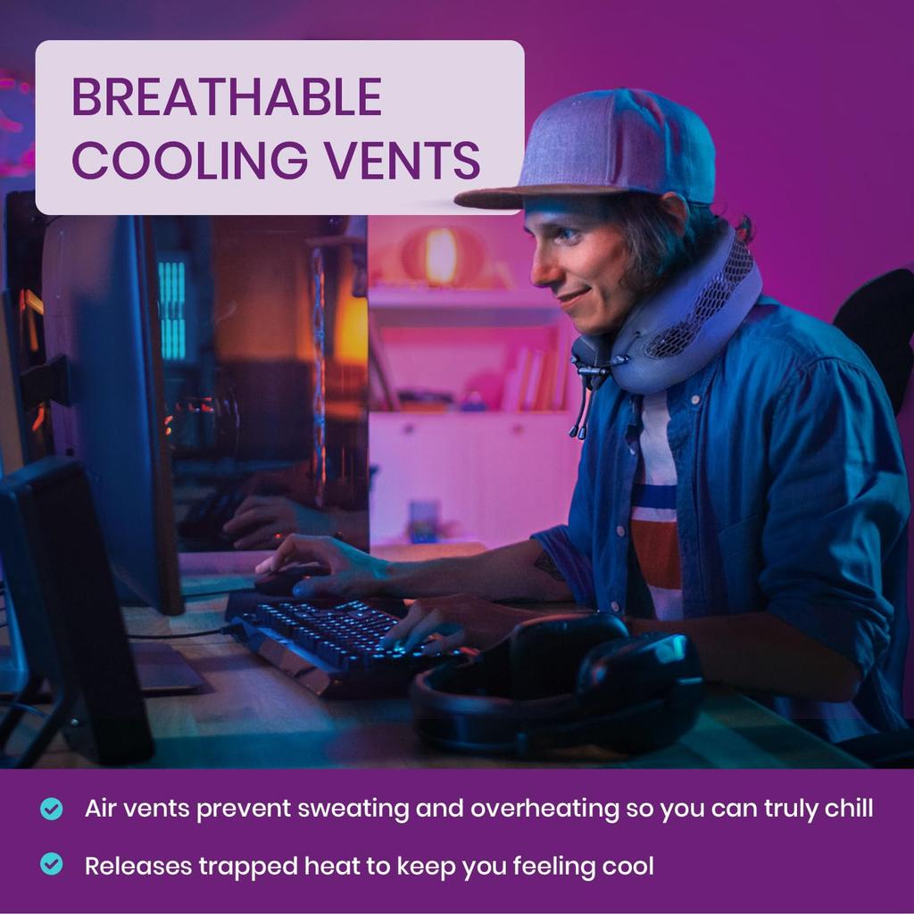 Cabeau Evolution Cool Travel The Best Air Circulating Head and Neck Memory Foam Cooling Travel Pillow Black Pillow- -