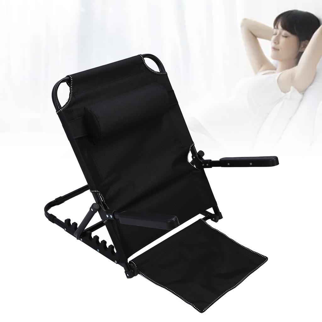Adjustable Power Lifting Bed Backrest with Headrest Arms7 Adjustable Positions Armrest Neck Head Back Support Folding Sit Up Back Rest