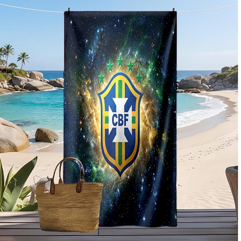 Brazilský fotbalový potisk Plážová osuška Rychleschnoucí Super savá Měkká osuška do koupelny na plavání Pláž Cestování Fanouškovský Suvenýr Dárek