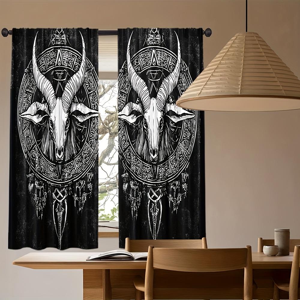 Artistic Modern Baphomet Curtains Light Filtering Design Bedroom Living Room Dining Study Curtain With Rod Pocket Blackout Polyester Perfect For Area